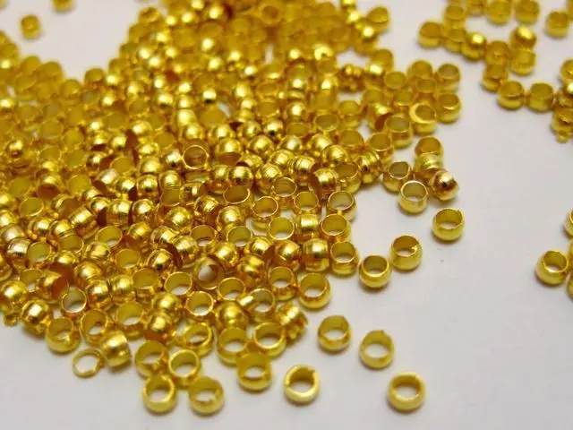 2000 pcs Silver-plate Golden Gunmetal Bronze Plated Brass Round 2mm Crimp End Beads | Украшения и аксессуары