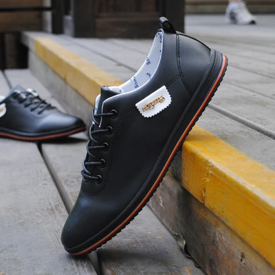 5362Black Autumn Winter Men Shoes Breathable Men's Casual Shoes Pu Leather Flat Shoes Lace-Up Man Shoes Comfortable Outdoor White Sneakers - Цвет: 5362Black