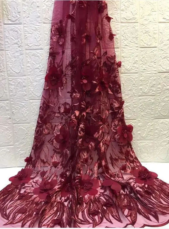 Embossed Beaded French Lace Fabric Quality Nigerian Tulle 3031-2 African Wedding Dress | Дом и сад