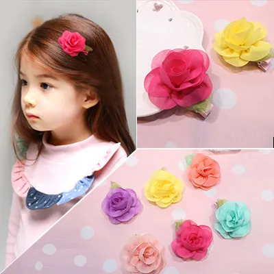 2 шт./лот заколки для волос из шифона с цветами девочек детские аксессуары |