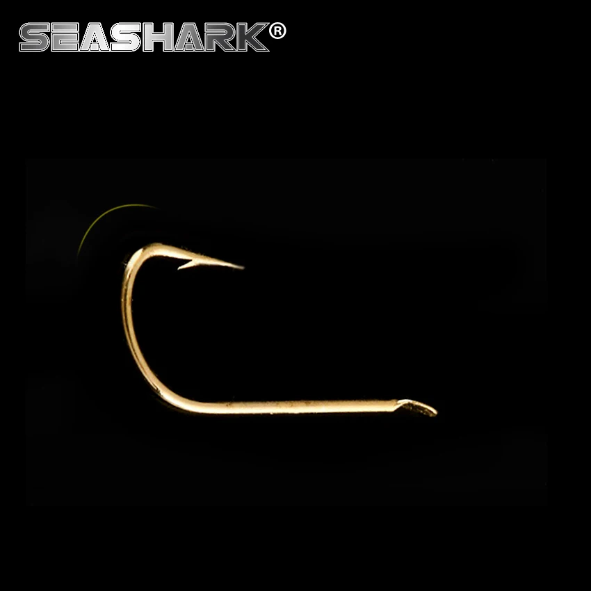 SEASHARK 100pcs/lot Carbon Steel Fishing Hook red &ampgolden Jig Hooks 1#2#3#4#5#6#7#8#Fishhooks Barbed &amp Non-barb | Спорт и