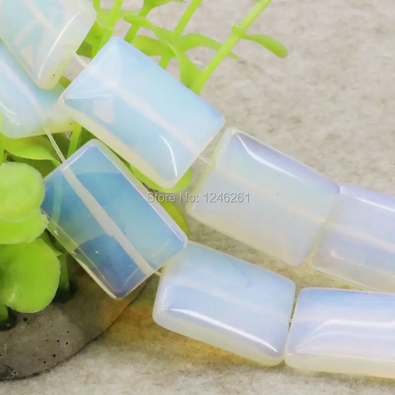 Аксессуары Квадратные бусины из белого гиалина с натуральным лунным камнем и