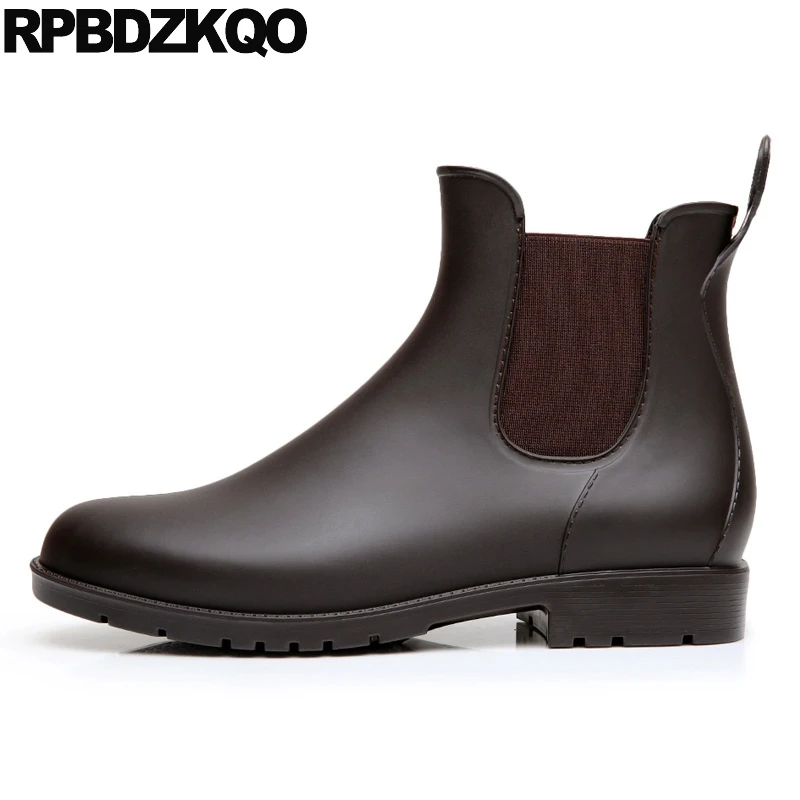 Pvc Chelsea Rain Casual Women Ankle Boots 2021 Round Toe Shoes Flat Platform Winter Waterproof Fur Black Big Size Booties 10 | Обувь