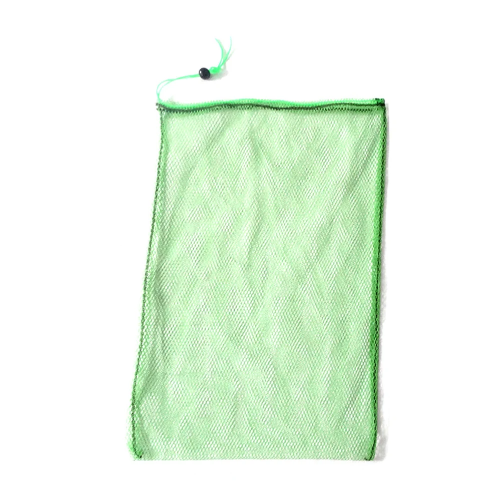 Снасти расстегивание портативный Drawstring сетка ткань зеленый шарик рыба Хранитель