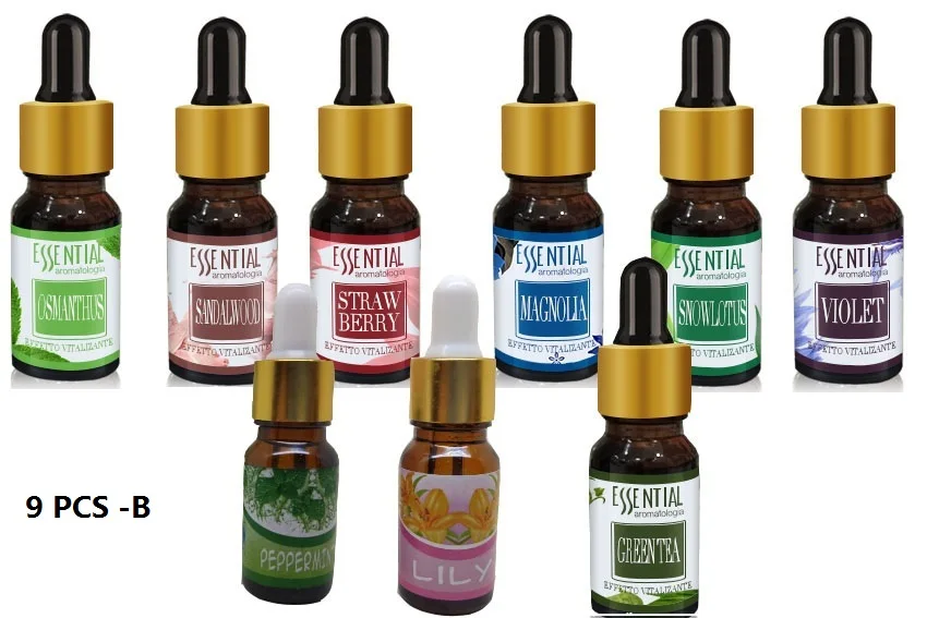 10 мл/бутылка растительные Цветочные эфирные масла для Арома увлажнитель воздуха Ароматерапия масло ароматерапия ароматизатор Домашний Уход за воздухом ароматические масла диффузоры - Цвет: 9 PCS-B