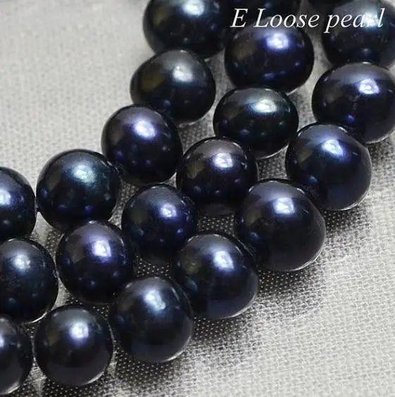 

Unique Pearls jewellery Store Genuine Freshwater Pearl Loose Beads 8mm Black Round Bridal Design Wedding Full Strand YLSC1-95