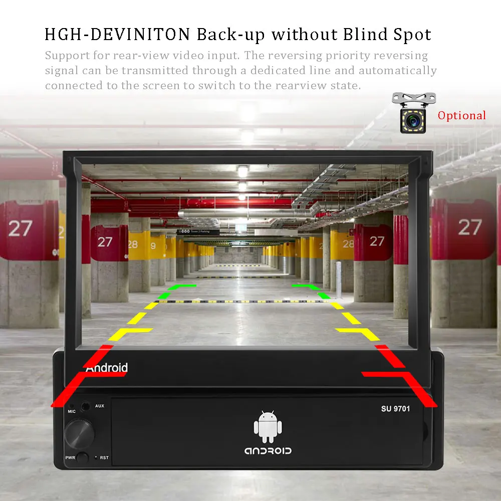 

AMprime 7'' Android Car Radio Autoradio 1 Din Telescopic Screen Car Multimedia Player GPS Wifi MP5 Bluetooth FM Radio Stereo