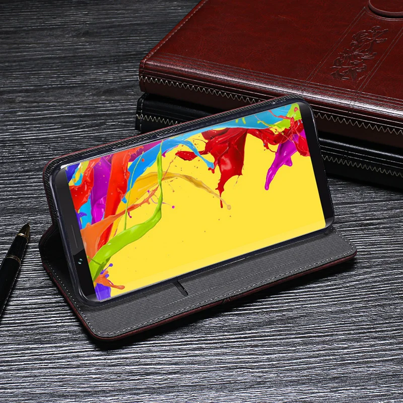 Роскошный кожаный чехол книжка с держателем для карт UMI Umidigi S2/Кристальный ретро