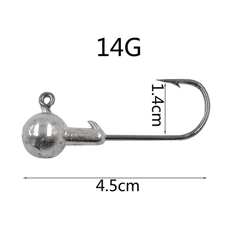 5pcs-14g 5 шт./лот, крючок с кривошипной головкой 1,5 г, 2 г, 3,5 г, 5 г, 7 г, 10 г, свинцовый крючок для рыбалки, джиг, приманка, жесткие приманки, мягкие Червячные рыболовные снасти, аксессуары - Цвет: 5pcs-14g