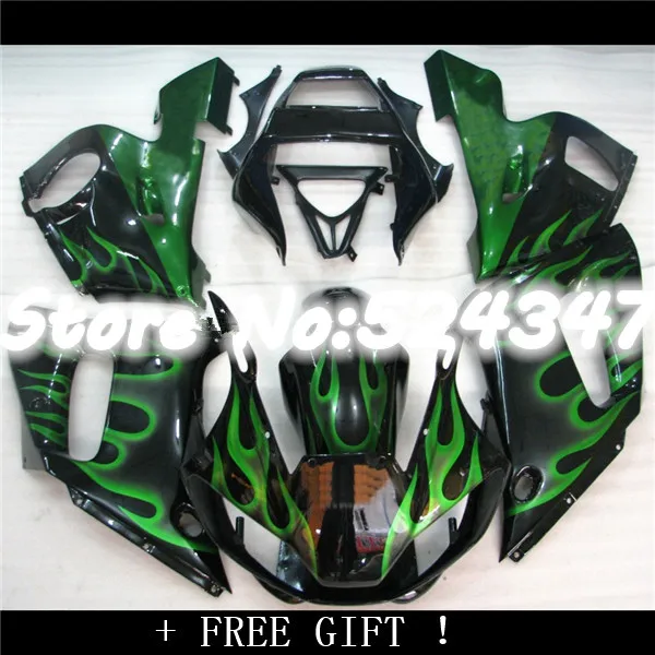 Nn-YZF R6 обтекатель для YZF 1998-2002 YZF-R6 98-02 YZFR6 98 99 00 01 02 обтекатели комплект черно-зеленые