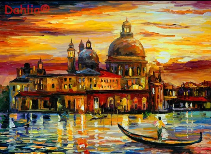 Venice scenery Oil Painting Handmade Needlework Embroidery DIY Cross Stitch Kits Crafts 14CT Unprinted Home decor wall Arts | Дом и сад
