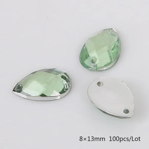 Grass Green 100 шт 8*13 мм плоские стразы для шитья лошадь; глаза; акрил бусины пришить стразы хрустальные камни для DIY украшения одежды - Цвет: Grass Green