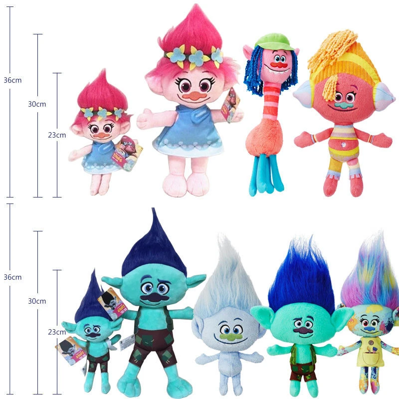 Cute 6 Styles Trolls Doll 23cm to 36cm Poppy Branch Harper Diamond Cooper Movie Anime Figure Kids Children Toys Gift Plush Dolls | Игрушки и