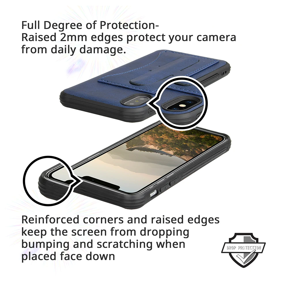 Phone case for iphone 8plus 7 6 6s 8 plus xr xs max x cover Kickstand With Card Pocket |