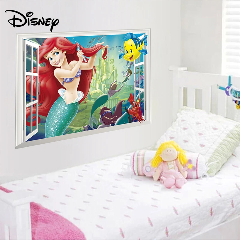 Стикер Disney милый наклейка с русалкой стикер спальня Детский фон стены Принцесса