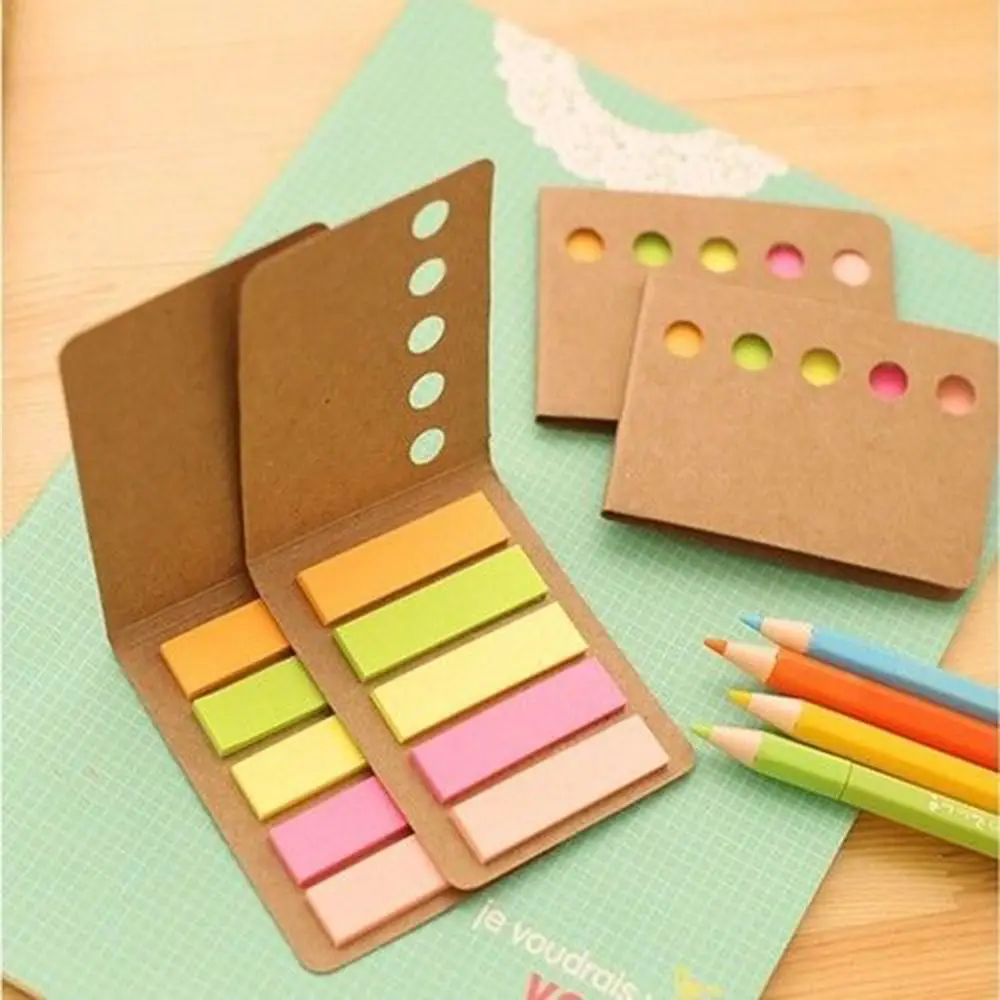 

Novelty Kraft Paper Cover Candy Color Memo Pad N-times Sticky Notes Bookmark Notepad School Office Supply Student Prize Gift