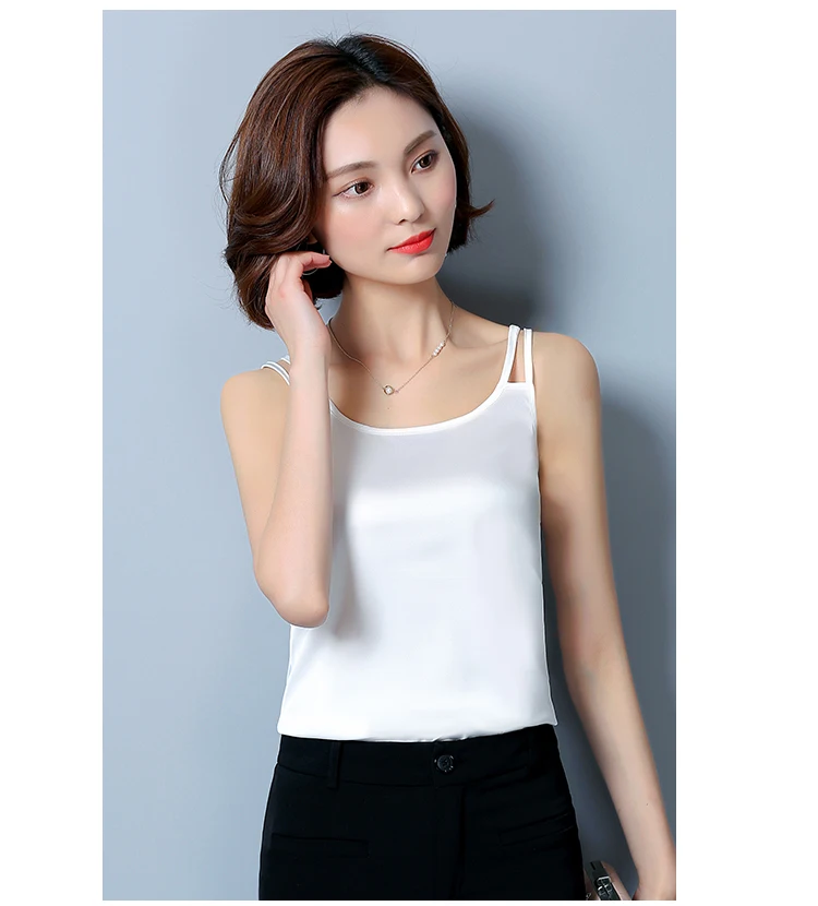 Gkfnmt, летние женские топы,, Модная шелковая блузка, тонкая, без рукавов, blusa feminina, крутые футболки, рубашки размера плюс 3XL
