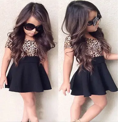 Baby Girl Kid Summer Princess Short Sleeve Leopard Shirt Top 2pcs Dress Outfit Clothes | Детская одежда и обувь