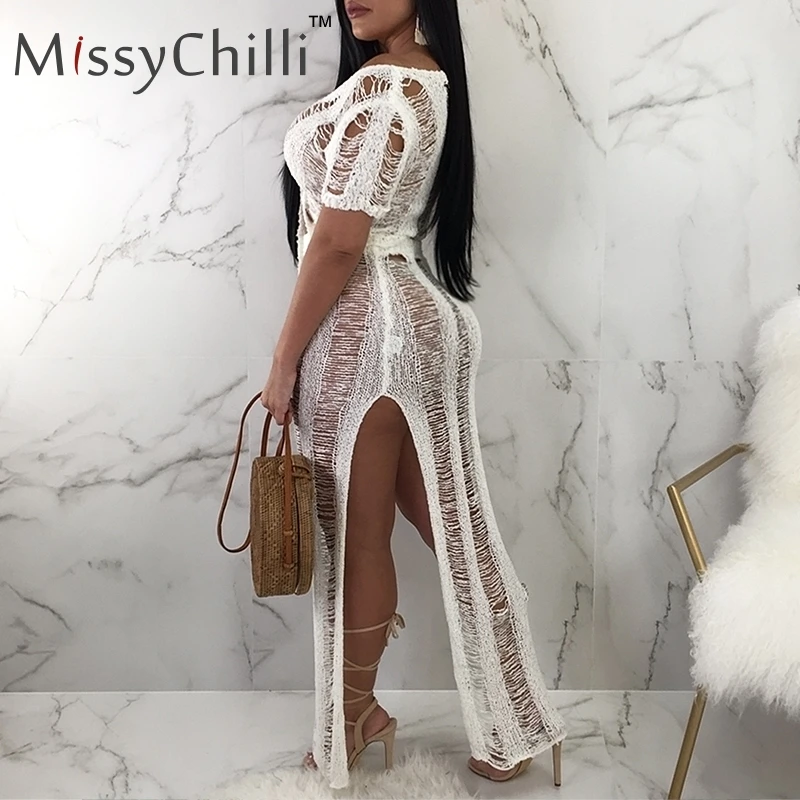 Женское платье с бантом MissyChilli длинное прозрачное пляжное платье-двойка
