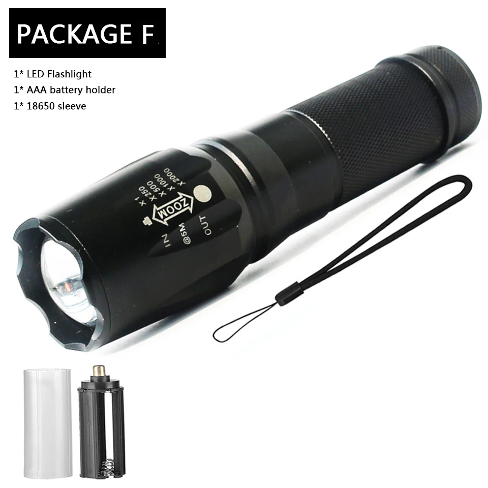 Package F Ультра яркий CREE XLamp XHP70.2 3200LM светодиодный фонарик водонепроницаемый масштабируемый светильник 18650 или 26650 перезаряжаемый аккумулятор - Испускаемый цвет: Package F
