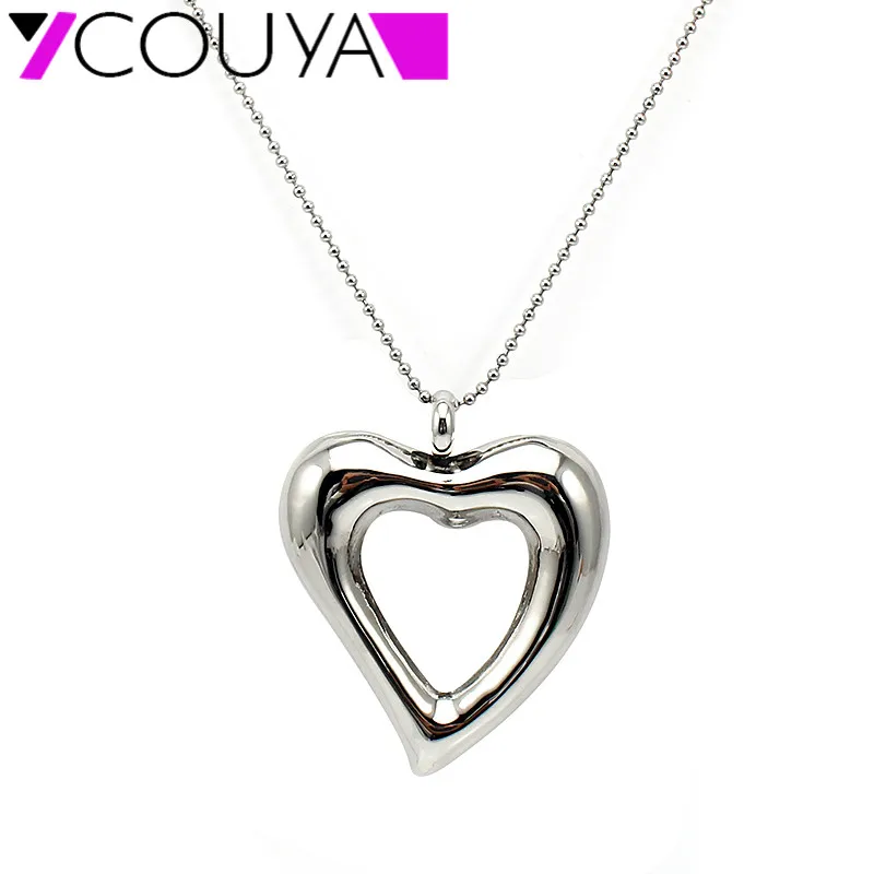 COUYA 2017 New design 316L stainless steel silver big hollow heart pendant necklace women jewelry Free shipping high quality|designer jewelry|jewelry
