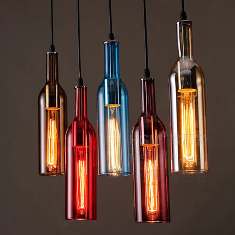 

Personality LED pendant light Restaurant Bar Cafe Clothing Store Bar Color Beer Bottle Decoration pendant lamp ht18wl456