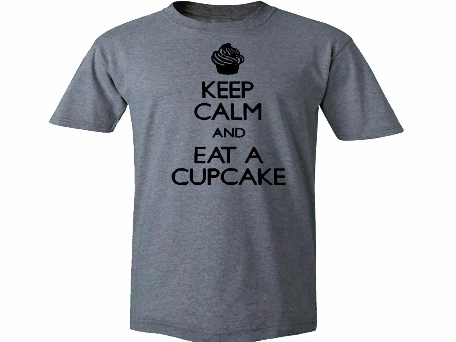 

2019 Keep calm & eat a Cupcake funny parody gifts gray 100% cotton new t-shirt