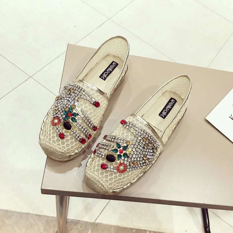 Casual Women Shoes 2018 Fashion Hemp Crystal Loafers Spring Autumn Basic Lady Air Mesh Size 34-38 | Обувь
