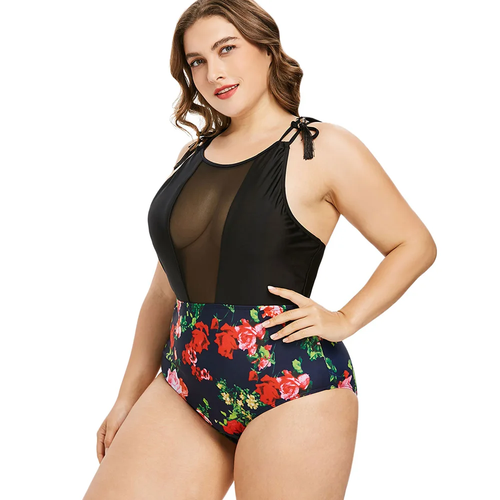 Wipalo размера плюс 5XL Женские костюмы с цветочным рисунком Летний Пляжный цельный