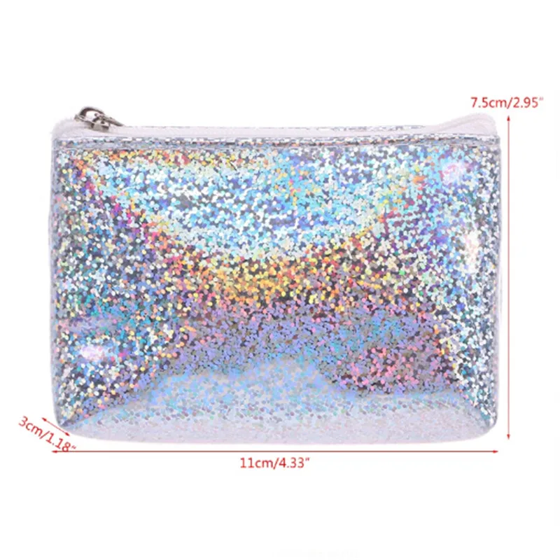 Женский кошелек для монет с блестками Sequines девочек косметичка органайзер сумка