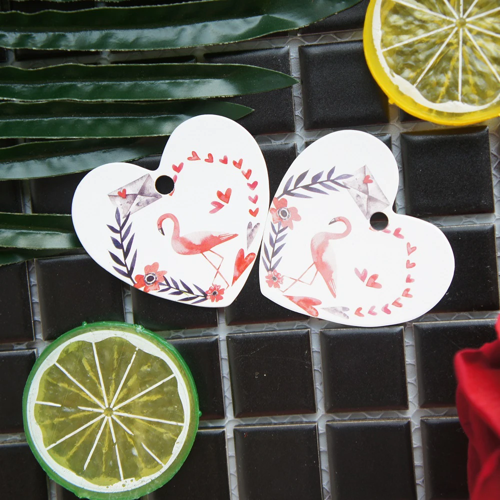 flamingo send love 50 pcs red heart shape paper labels packaging decor tags wedding birthday gifts tag label Scrapbooking DIY