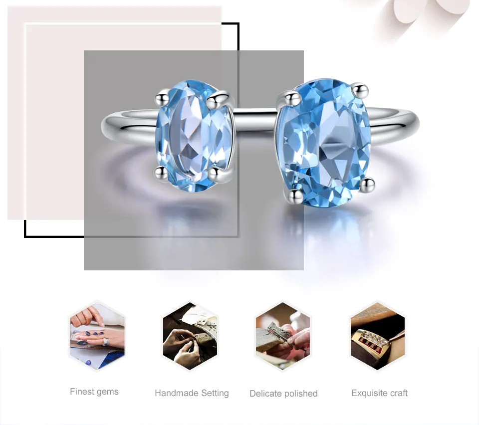 UMCHO 10.7ct кольца с натуральным небесно-голубым топазом для женщин, одноцветное 925 пробы Серебряное обручальное регулируемое кольцо, хорошее ювелирное изделие