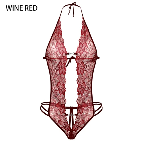 Wine Red Avidlove, на День святого Валентина, сексуальное нижнее белье, горячее, эротическое, кружевное, глубокий v-образный вырез, Тедди, сексуальное, эротическое нижнее белье, нижнее белье, lenceria, сексуальный костюм - Цвет: Wine Red