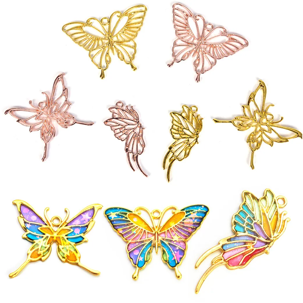 5 шт. рамка-бабочка оправа из цинкового сплава подвесная с подвеской для кабошона