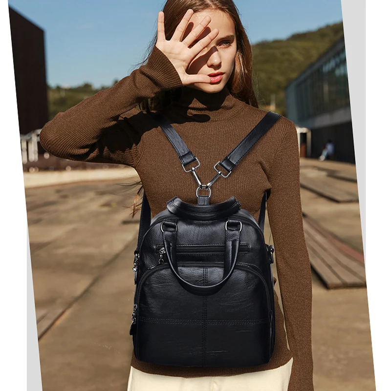 Многофункциональные женские кожаные рюкзаки Sac a Dos школьные сумки через плечо