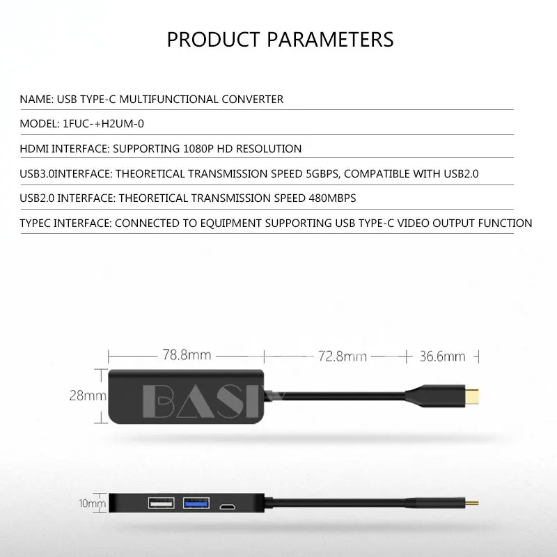 Basix USB C концентратор USB C к HDMI 4 K концентратор USB 3,0 USB2.0 адаптер Micro Зарядка через usb Порты и разъёмы для MacBook pro samsung Galaxy S8 Тип c концентратора