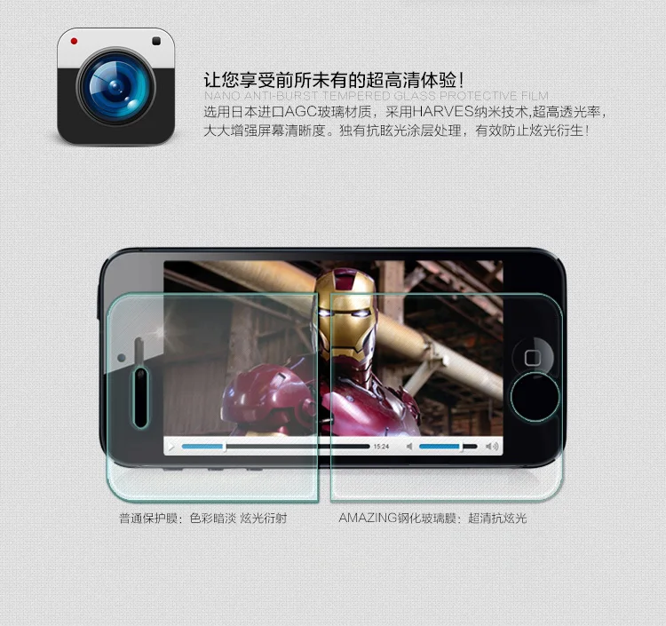 2015 новое закаленное защитное стекло Nillkin для Apple iPhone 5 5S 5SE 9H твердое против царапин