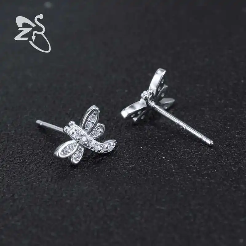 

ZS Real 925 Sterling Silver Stud Earrings for Women Heart Earrings Crystal AAA Cubic Zirconia Helix Earrings Silver 925 Jewelry