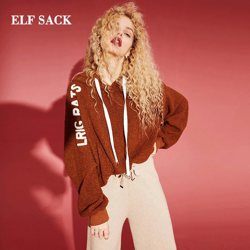Женские вязаные Повседневные пуловеры с надписями ELF SACK уличная одежда длинным