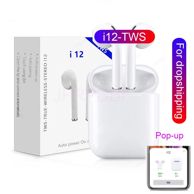 Оригинальные i12 TWS Pop up Blutooth наушники беспроводные стерео сенсорная Спортивная