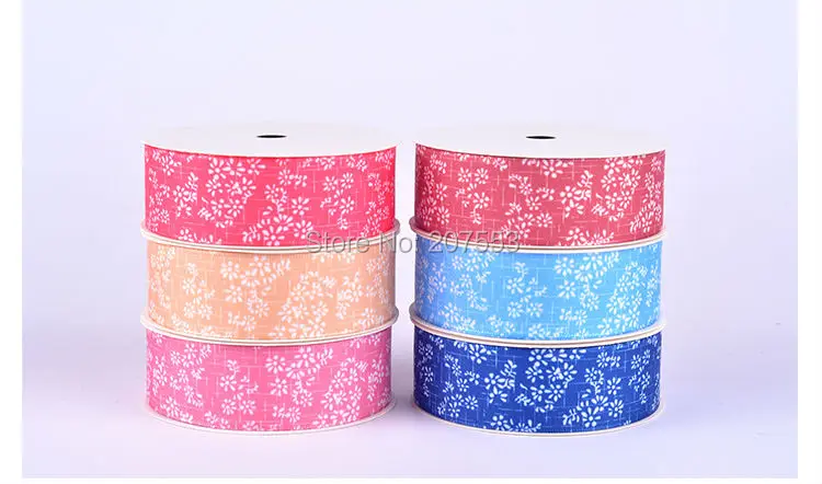 25 мм в ретро стиле льняная атласная лента с цветочным принтом Linum perenne L.100