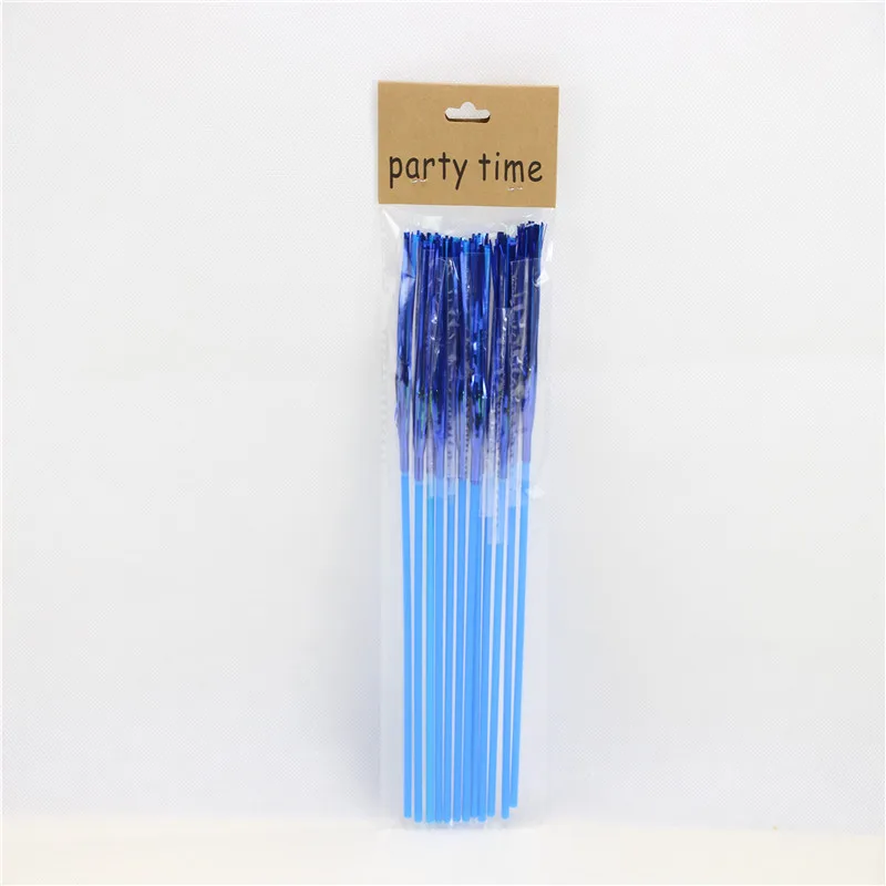 10 packs of tin foil pendant blue straws party decoration cocktail drink straw | Дом и сад