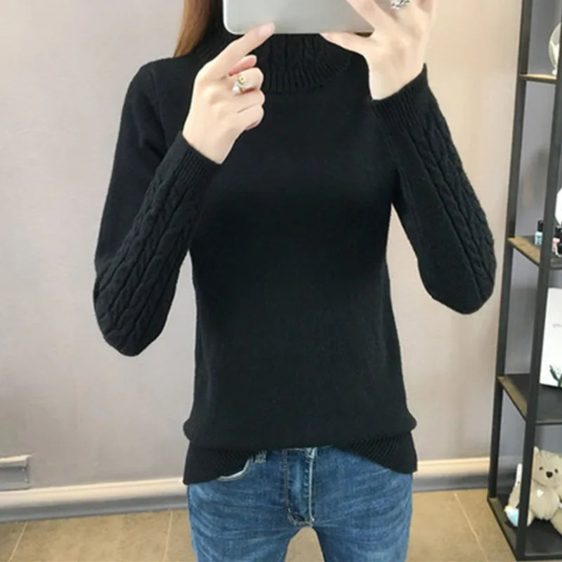YAGENZ Autumn Winter Knit Sweater Women Loose Twist pullover Warm Turtleneck Female Long sleeve Slim Bottoming Shirt 217 | Женская