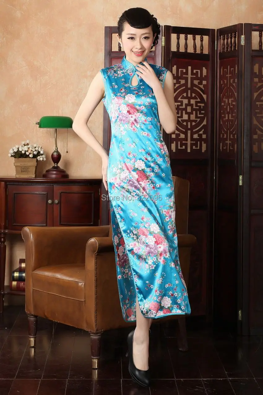 

Shanghai Story Floral Oriental Dress long Qipao Dress chinese traditional cheongsam Chinese style dress 4 color