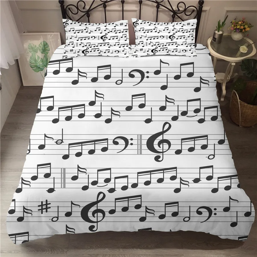 A Bedding Set 3D Printed Duvet Cover Bed Set Musical Note Home Textiles for Adults Bedclothes with Pillowcase#YF09