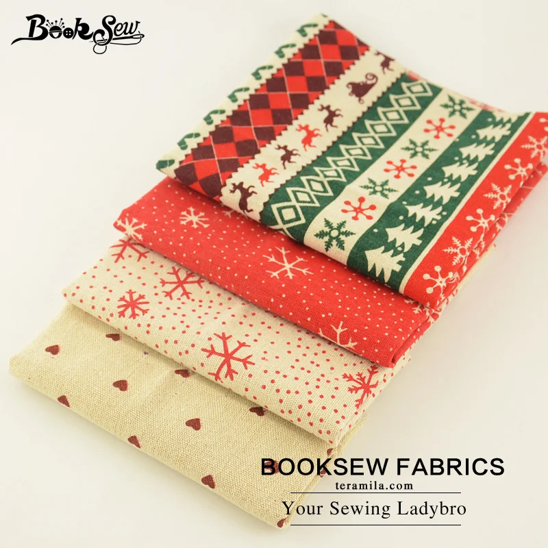 Booksew хлопок белье Ткань 4 шт./лот 45 см x Новогодние товары Стиль Вышивание ткань
