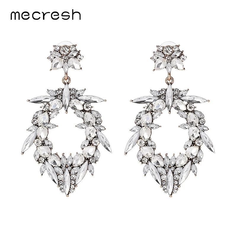 Mecresh винтажные хрустальные цветы Висячие серьги для помолвки вечеринки