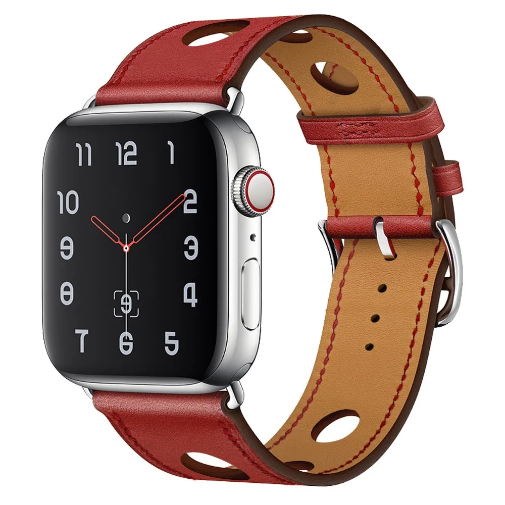 

Classic Hollow Leather Strap For Apple Watch 38mm 42mm Bracelet For Apple iWatch 40mm 44mm Band Series 1 2 3 4 5 Leather Strap