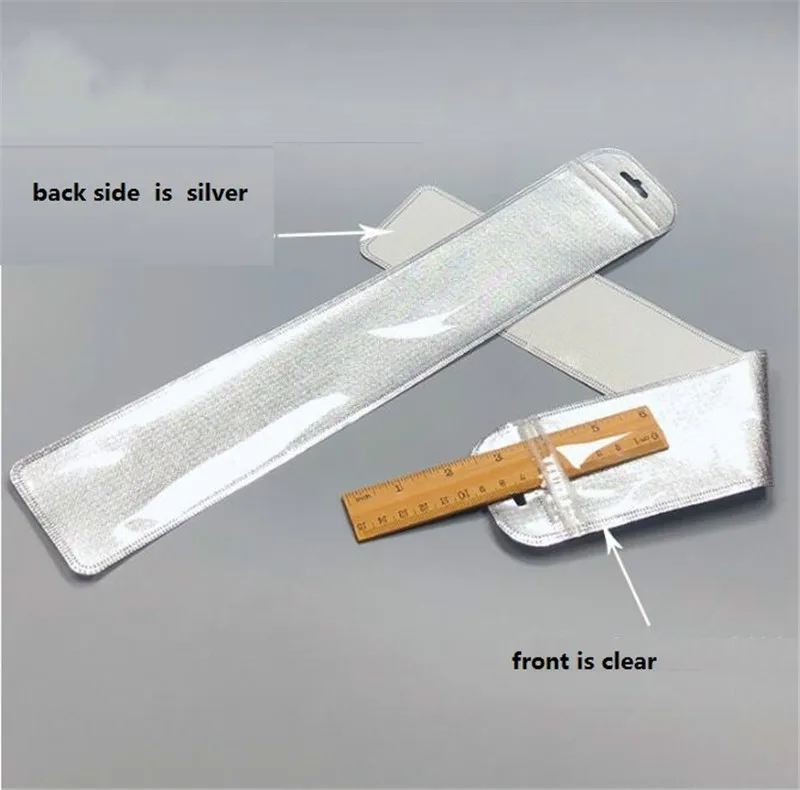 Sliver 50 шт., 7x40 см, длинная, Серебряная/Золотая, прозрачная, пластиковая сумка на молнии, ziplock, сумка для часов, ремень, упаковка, пластиковая косметическая сумка - Цвет: Sliver