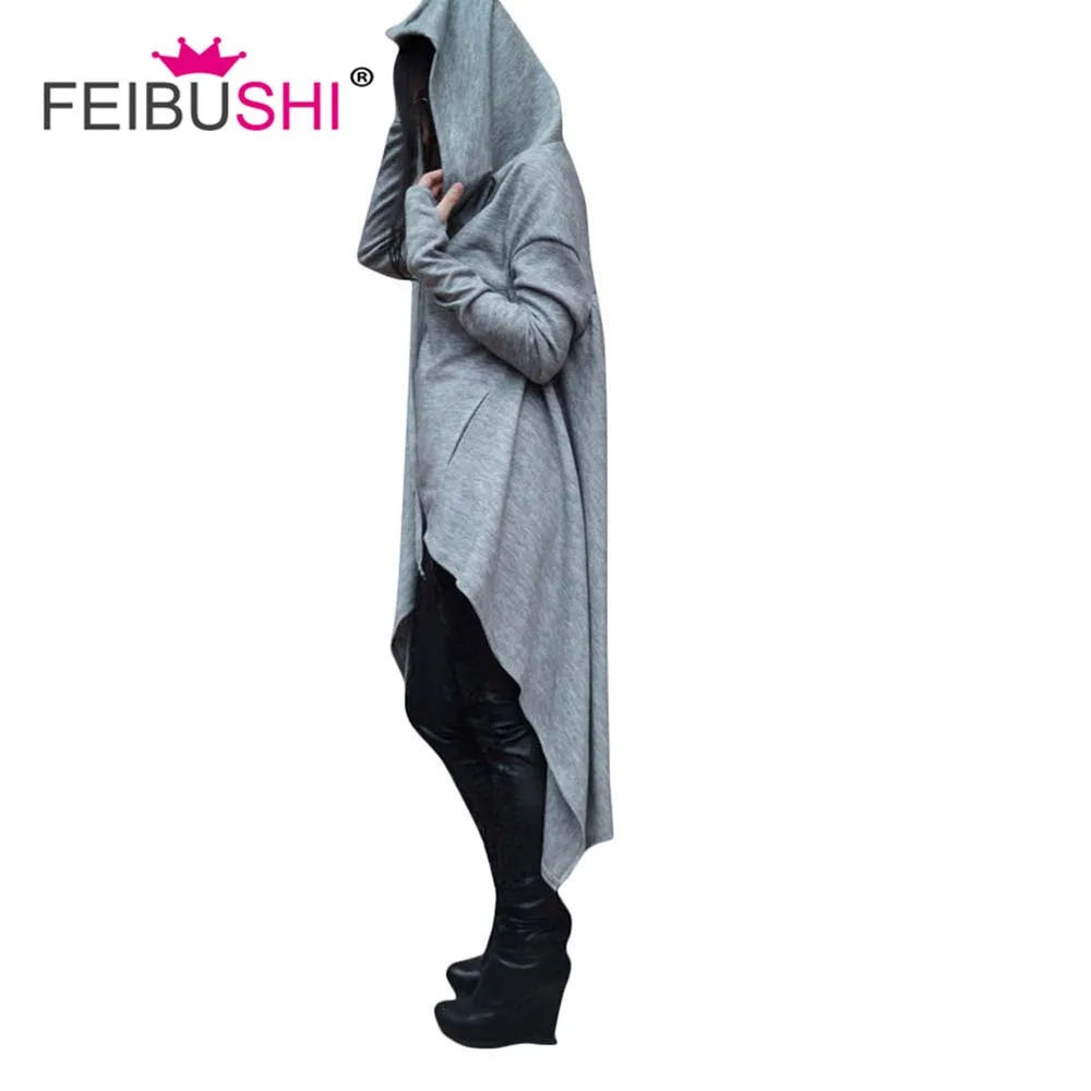 FEIBUSHI женские Свитер Dress2018 Осенняя футболка с длинными рукавами асимметричным